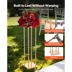 Wedding Flower Stand, 10PCS 80cm Column Flower Stand, Floral Stands with Metal Laminate, Cylindrical Cubic Floral Display Rack for Wedding, Party, Birthday, Home, Gold Centerpiece Stands