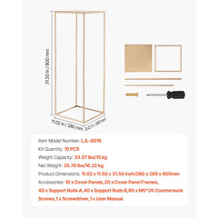 Wedding Flower Stand, 10PCS 80cm Column Flower Stand, Floral Stands with Metal Laminate, Gold Rectangular Floral Display Rack for Wedding, Party, Birthday, Home, Gold Centerpiece Stands