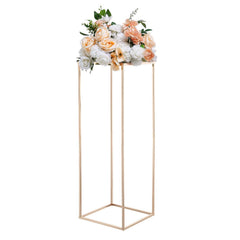Wedding Flower Stand, 10PCS 80cm Column Flower Stand, Floral Stands with Metal Laminate, Gold Rectangular Floral Display Rack for Wedding, Party, Birthday, Home, Gold Centerpiece Stands