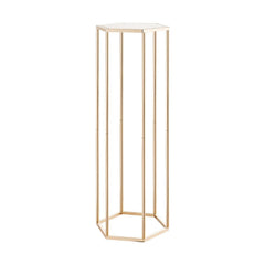 Wedding Flower Stand, 10PCS 80cm Column Flower Stand, Floral Stands with Acrylic Laminate, Hexagonal Cubic Floral Display Rack for Wedding, Party, Birthday, Home, Gold Centerpiece Stands