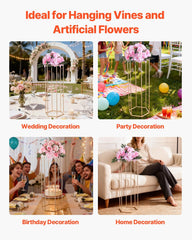 Wedding Flower Stand, 10PCS 80cm Column Flower Stand, Floral Stands with Acrylic Laminate, Hexagonal Cubic Floral Display Rack for Wedding, Party, Birthday, Home, Gold Centerpiece Stands
