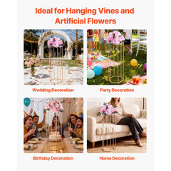 Wedding Flower Stand, 10PCS 80cm Column Flower Stand, Floral Stands with Acrylic Laminate, Hexagonal Cubic Floral Display Rack for Wedding, Party, Birthday, Home, Gold Centerpiece Stands