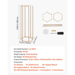 Wedding Flower Stand, 10PCS 80cm Column Flower Stand, Floral Stands with Acrylic Laminate, Hexagonal Cubic Floral Display Rack for Wedding, Party, Birthday, Home, Gold Centerpiece Stands