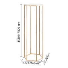 Wedding Flower Stand, 10PCS 80cm Column Flower Stand, Floral Stands with Acrylic Laminate, Hexagonal Cubic Floral Display Rack for Wedding, Party, Birthday, Home, Gold Centerpiece Stands