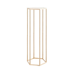 Wedding Flower Stand, 10PCS 80cm Column Flower Stand, Floral Stands with Acrylic Laminate, Hexagonal Cubic Floral Display Rack for Wedding, Party, Birthday, Home, Gold Centerpiece Stands