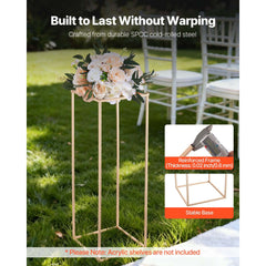 Wedding Flower Stand, 10PCS 80cm Column Flower Stand, Floral Stands with Hidden Screw, Rectangular Cubic Floral Display Rack for Wedding, Party, Birthday, Home, Gold Centerpiece Stands