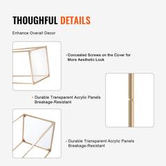 2PCS 31.5inch/80cm High Wedding Flower Stand, With Acrylic Laminate,Metal Vase Column Geometric Centerpiece Stands, Gold Rectangular Floral Display Rack for Events Reception, Party Decoration