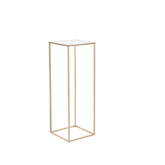 2PCS 31.5inch/80cm High Wedding Flower Stand, With Acrylic Laminate,Metal Vase Column Geometric Centerpiece Stands, Gold Rectangular Floral Display Rack for Events Reception, Party Decoration