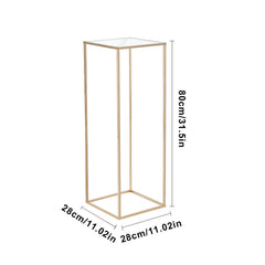 10PCS 31.5inch/80cm High Wedding Flower Stand, With Acrylic Laminate,Metal Vase Column Geometric Centerpiece Stands, Gold Rectangular Floral Display Rack for Events Reception, Party Decoration