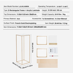 10PCS 31.5inch/80cm High Wedding Flower Stand, With Acrylic Laminate,Metal Vase Column Geometric Centerpiece Stands, Gold Rectangular Floral Display Rack for Events Reception, Party Decoration