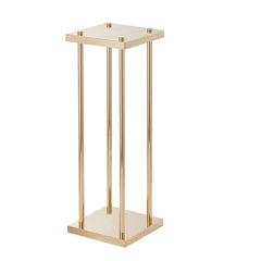 4PCS Gold Metal Column Wedding Flower Stand, 23.6inch /60cm High With Metal Laminate, Vase Geometric Centerpiece Stands, Cylindrical Floral Display Rack for Events Reception, Party Road Leads