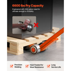 Prylever Bar, 2994 kg Weight Capacity, 1.4 m Carbon Steel Handle Lever Dolly, Pry Lever Bar with Wheels for Large Pallets, Heavy Items, Concrete Blocks, Heavy Duty Equipment Handling