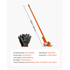 Prylever Bar, 2994 kg Weight Capacity, 1.4 m Carbon Steel Handle Lever Dolly, Pry Lever Bar with Wheels for Large Pallets, Heavy Items, Concrete Blocks, Heavy Duty Equipment Handling