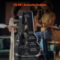 Electric Guitar Hard Case, 1050 mm Gourd-Shaped Guitar Hard Case, With Lock Latch Key Handle, PVC Padding Soft Lining Water-Resistant Hard Shell Guitar Cases, for 990 mm LES Paul Guitars, Black