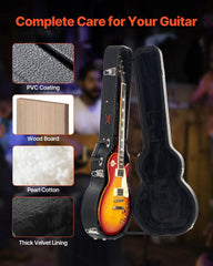 Electric Guitar Hard Case, 1050 mm Gourd-Shaped Guitar Hard Case, With Lock Latch Key Handle, PVC Padding Soft Lining Water-Resistant Hard Shell Guitar Cases, for 990 mm LES Paul Guitars, Black