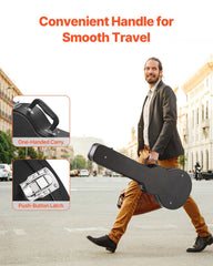 Electric Guitar Hard Case, 1050 mm Gourd-Shaped Guitar Hard Case, With Lock Latch Key Handle, PVC Padding Soft Lining Water-Resistant Hard Shell Guitar Cases, for 990 mm LES Paul Guitars, Black