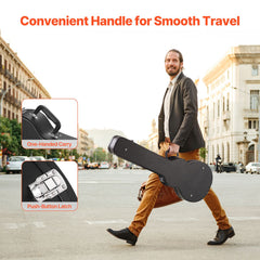 Electric Guitar Hard Case, 1050 mm Gourd-Shaped Guitar Hard Case, With Lock Latch Key Handle, PVC Padding Soft Lining Water-Resistant Hard Shell Guitar Cases, for 990 mm LES Paul Guitars, Black