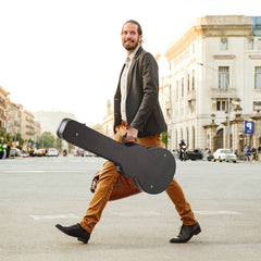 Electric Guitar Hard Case, 1050 mm Gourd-Shaped Guitar Hard Case, With Lock Latch Key Handle, PVC Padding Soft Lining Water-Resistant Hard Shell Guitar Cases, for 990 mm LES Paul Guitars, Black
