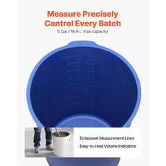 18.9L Bucket Liner for Concrete Mix, Reusable Silicone Mortar Bucket Liner for Thinset Paint Concrete Epoxy Mixing, Heavy-duty Grout Mixer Insert Tool with Graduated Measurements, Blue