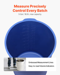18.9L Bucket Liner for Concrete Mix, Reusable Silicone Mortar Bucket Liner for Thinset Paint Concrete Epoxy Mixing, Heavy-duty Grout Mixer Insert Tool with Graduated Measurements, Blue
