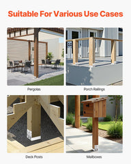 6x6 Post Base 10 Pcs, Inner Size 5.49x5.57inch/139.5x141.5mm Concrete Post Anchor, Heavy-Duty Zinc-Plated Carbon Steel Posts Brackets with 1 Inch Standoff Elevation, for Concrete Pergolas Patio
