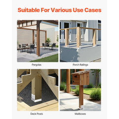 6x6 Post Base 10 Pcs, Inner Size 5.49x5.57inch/139.5x141.5mm Concrete Post Anchor, Heavy-Duty Zinc-Plated Carbon Steel Posts Brackets with 1 Inch Standoff Elevation, for Concrete Pergolas Patio