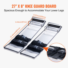 Concrete Knee Boards Stainless Steel, 28'' x 8'' Concrete Sliders, Knee Boards For Concrete, Concrete Knee Pads Pair Moving Sliders, with Board Straps for Cement and Concrete Finishing