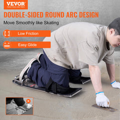 Concrete Knee Boards Stainless Steel, 28'' x 8'' Concrete Sliders, Knee Boards For Concrete, Concrete Knee Pads Pair Moving Sliders, with Board Straps for Cement and Concrete Finishing