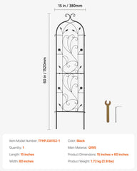 Metal Garden Trellis for Climbing Plant Support 60 x 15 in Rustproof