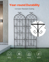 2 Packs Metal Garden Trellis for Climbing Plant Support 71x20 in Rustproof