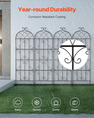 4 Packs Metal Garden Trellis for Climbing Plant Support 71x20 in Rustproof