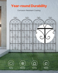 4 Packs Metal Garden Trellis for Climbing Plant Support 71x20 in Rustproof