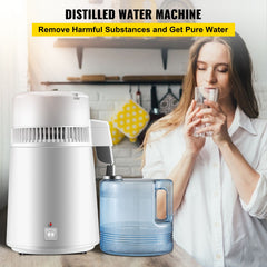 Water Distiller Purifier Pure Water Distiller Filters Water Distillation 4L Internal Stainless Steel with Collection Bottle