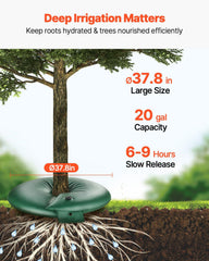 Tree Watering Rings, 4 Pcs 20 Gallons Tree Watering Bags, 6-9 Hours Slow Release, Refillable Planting Water Bags, Water Saving, Heavy Duty Watering System for Shrub Tree Root Drip Irrigation
