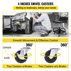 Rolling Garage Stool 300LBS Adjustable Mechanic Work Shop Seat w/Casters