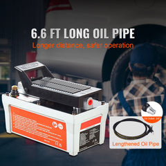 Air Hydraulic Pump, 10,000 PSI 1/2 Gal Reservoir, NPT 3/8" Oil Outlet, NPT 1/4" Inlet, 6.6 ft Pipe, Foot Actuated Hydraulic Pump Air Treadle for Auto Body Frame Machines and Pulling Post, Gray