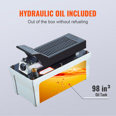 Air Hydraulic Pump, 10,000 PSI 1/2 Gal Reservoir, NPT 3/8" Oil Outlet, NPT 1/4" Inlet, 6.6 ft Pipe, Foot Actuated Hydraulic Pump Air Treadle for Auto Body Frame Machines and Pulling Post, Gray