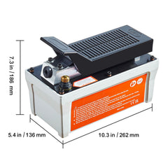 Air Hydraulic Pump, 10,000 PSI 1/2 Gal Reservoir, NPT 3/8" Oil Outlet, NPT 1/4" Inlet, 6.6 ft Pipe, Foot Actuated Hydraulic Pump Air Treadle for Auto Body Frame Machines and Pulling Post, Gray