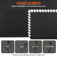 12 PCS 14 mm Thick Gym Floor Mats, 24" x 24" EVA Foam & Rubber Top Interlocking Workout Floor Mats with 4.5 m² Coverage, Waterproof Exercise Puzzle Flooring for Gym, Home, Garage, Basemen