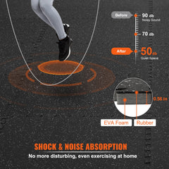 12 PCS 14 mm Thick Gym Floor Mats, 24" x 24" EVA Foam & Rubber Top Interlocking Workout Floor Mats with 4.5 m2 Coverage, Waterproof Exercise Puzzle Flooring for Gym, Home, Garage, Basemen