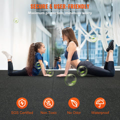 12 PCS 14 mm Thick Gym Floor Mats, 24" x 24" EVA Foam & Rubber Top Interlocking Workout Floor Mats with 4.5 m2 Coverage, Waterproof Exercise Puzzle Flooring for Gym, Home, Garage, Basemen