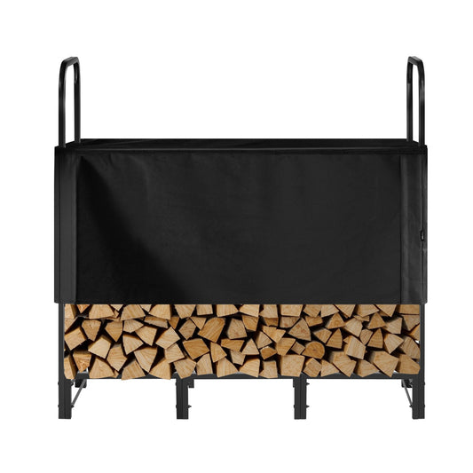 VEVOR Firewood Rack with Waterproof Cover, 1.22m Outdoor Firewood Holder, 1/4 Cord Storage Metal Log Holder, 400lb Max Weight Capacity, Top Covered, Powder-Coated Wood Storage Rack for Fireplace Deck