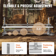 Chainsaw Mill, Portable Sawmill 14"-48" Guide Bar, Galvanized Steel Chainsaw Planking Mill with 0.2"-11.81" Cutting Thickness, Wood Lumber Cross Cutting Saw Mill for Builders and Woodworkers