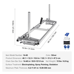 Chainsaw Mill, Portable Sawmill 14"-48" Guide Bar, Galvanized Steel Chainsaw Planking Mill with 0.2"-11.81" Cutting Thickness, Wood Lumber Cross Cutting Saw Mill for Builders and Woodworkers