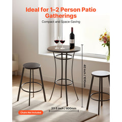 Outdoor Round Bar Table, 60 cm Counter Bar Height Bistro Table, Patio Dining Tables with Easy-to-Clean Top & Sturdy Metal Frame, Indoor High Top Pub Tables for Small Places, Kitchen