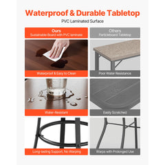 Outdoor Round Bar Table, 60 cm Counter Bar Height Bistro Table, Patio Dining Tables with Easy-to-Clean Top & Sturdy Metal Frame, Indoor High Top Pub Tables for Small Places, Kitchen