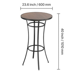 Outdoor Round Bar Table, 60 cm Counter Bar Height Bistro Table, Patio Dining Tables with Easy-to-Clean Top & Sturdy Metal Frame, Indoor High Top Pub Tables for Small Places, Kitchen