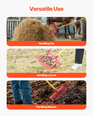Horse Manure Fork Garden Tool 18 Tine Plastic Pitchfork Muck Rake for Hay