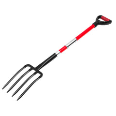4 Tines Garden Fork Fiberglass Handle 45 in Spading Pitchfork Heavy Duty