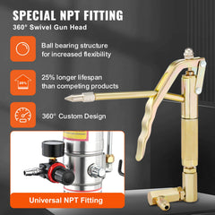 Grease Pump, 40L Capacity, Air Operated Grease Pump with 3.88 m High Pressure Hose and Grease Gun, Pneumatic Grease Bucket Pump with Wheels, Portable Lubrication Grease Pump 50:1 Pressure Ratio